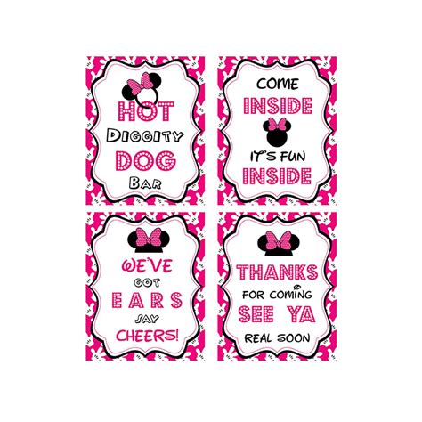 Buy Minnie Mouse Birthday Decoration Signs 4 Different Party Signs