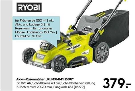 Ryobi Akku Rasenm Her Rlm X H G Angebot Bei Hellweg