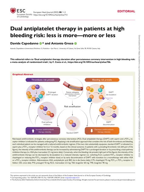 PDF Dual Antiplatelet Therapy In Patients At High Bleeding Risk Less