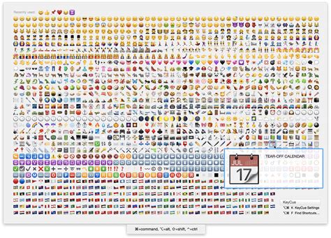 KeyQue 9 shows a table of available emoji characters - MacTech.com