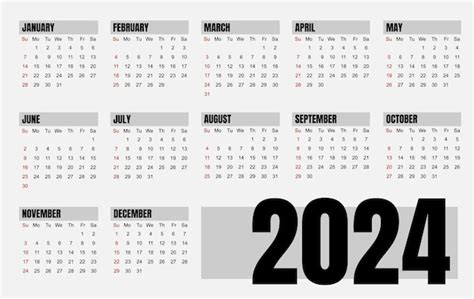 Calendário Mensal Clássico Para O Calendário Internacional De 2024 No