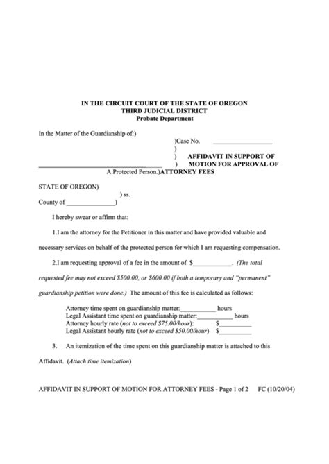 Form A Affidavit In Support Of Motion Printable Form