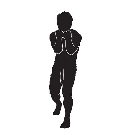 Male Muay Thai Martial Arts Fighter Vector Silhouette On White