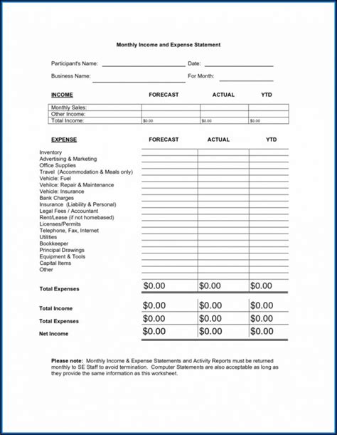 Income Expenditure Statement Template Free Download - Template 2 ...