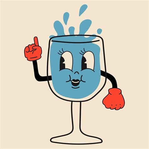 Glass of water 30s cartoon mascot character 40s, 50s, 60s old animation ...