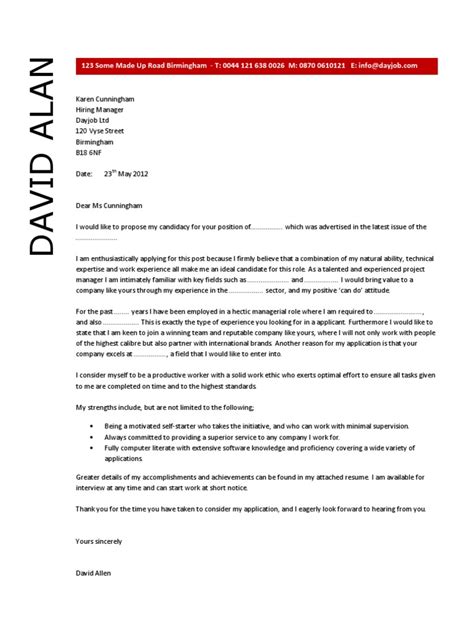 Project Manager Cover Letter Example 5 Résumé Communication