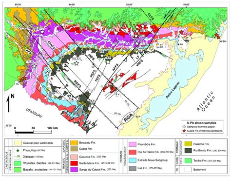 Geological Map Of The Southern Sector Of The Paraná Basin Highlighting