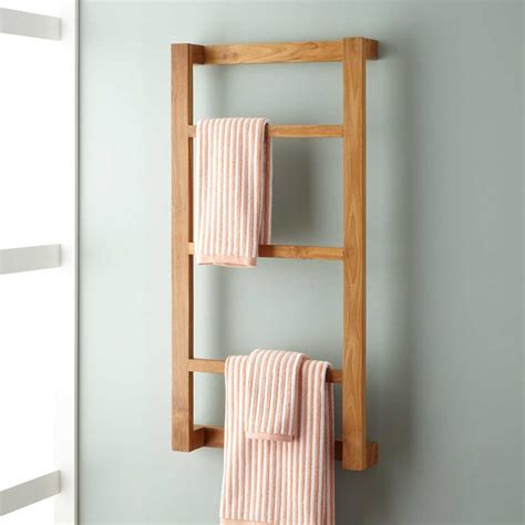 Signature Hardware Natural Wood Wulan Teak Towel Rack