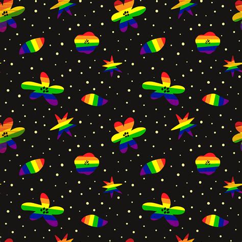 Lesbian Gay Bisexual Transgender Lgbt Pride Floral Seamless Pattern Rainbow Flag Gay And