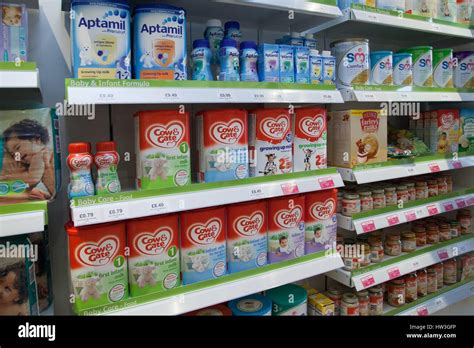 Baby Milk And Baby Food Products Products On The Shelves Of A Stock
