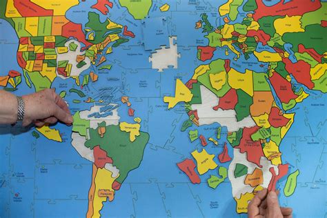 Map Of The World Wooden Jigsaw Puzzle Heirloom Puzzles Etsy