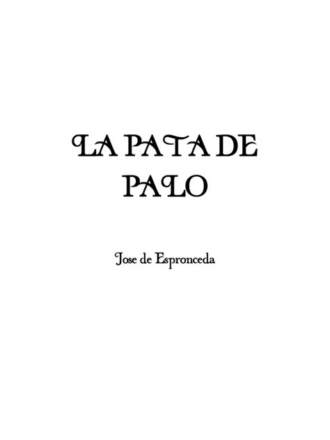 JosÉ De Espronceda La Pata De Palo Pdf