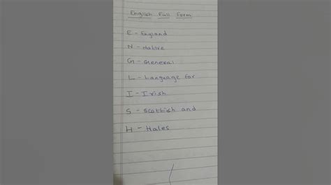 full form of English ☺ - YouTube