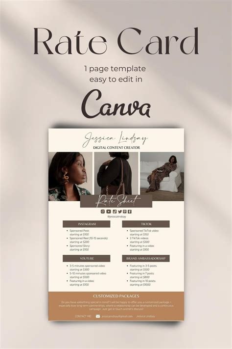 Rate Card For Influencer Price Sheet For Blogger Modern Brown Tone