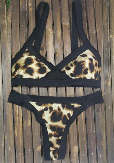 Crazy Black Leopard Print Bikini Set BK