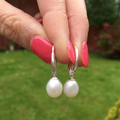 Freshwater Teardrop Pearl Earring Leverback Pearl Drop Etsy