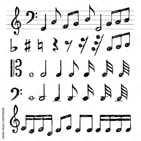 Set Different Sheet Music Symbols Piano Stock Vector - vrogue.co