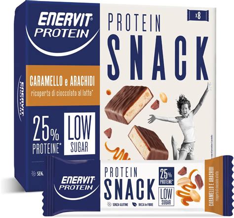 Enervit Snack Astuccio 8 Barrette Con Arachidi Cramello E Cioccolato