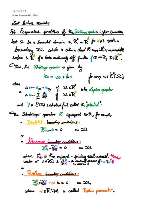 Lecture-8-21-Schroedinger operator - MATH3978 - Lecture 21 Monday, 23 ...