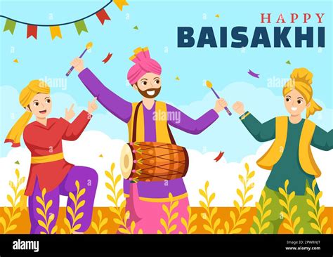 Happy Baisakhi Illustration With Vaisakhi Punjabi Spring Harvest