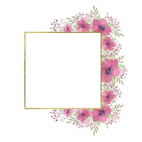 Premium Photo Watercolor Floral Square Frame With Compositions Of