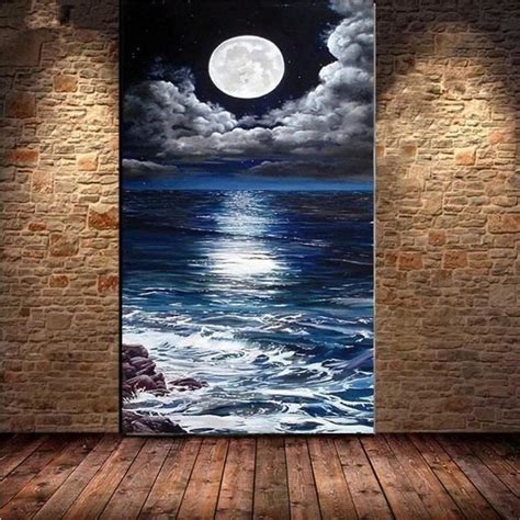 Diamond Painting Lune Mer Diy D Broderie Diamant Peinture Diamant