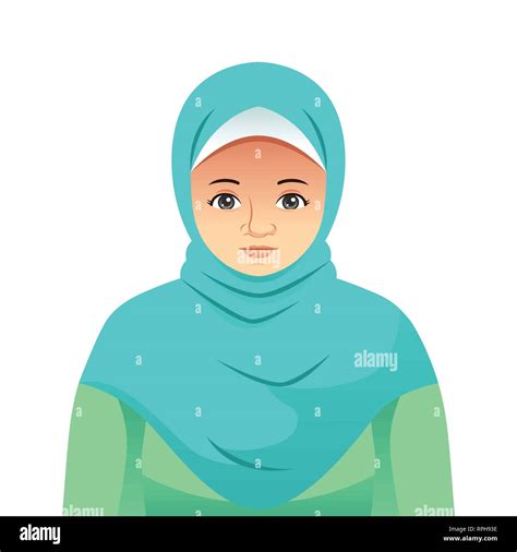 A Vector Illustration Of Portrait Of Beautiful Muslim Woman Stock