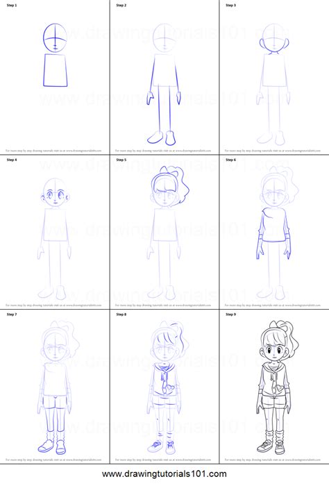 How To Draw Katie Forester From Yo Kai Watch Printable Step By Step