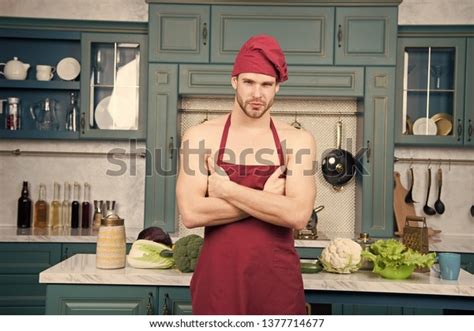 Man Attractive Nude Chef Wear Apron Stock Photo 1377714677 Shutterstock