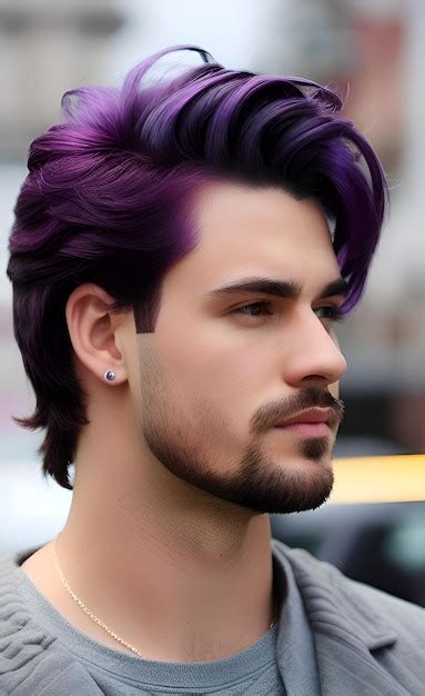 Premium Photo | The purple hair color for men