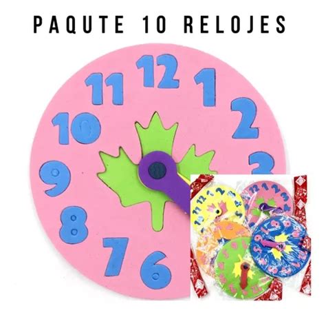 Reloj Escolar Didáctico De Foamy Chico 13 8cms 10pzs en venta en San