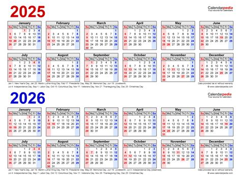 2025 2026 Two Year Calendar Free Printable PDF Templates - Web Page ...