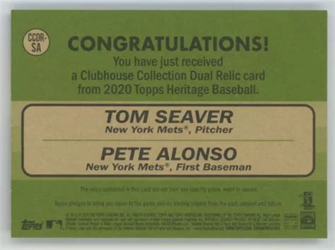 Topps Heritage Clubhouse Collection Nero Pete Alonso Tom Seaver