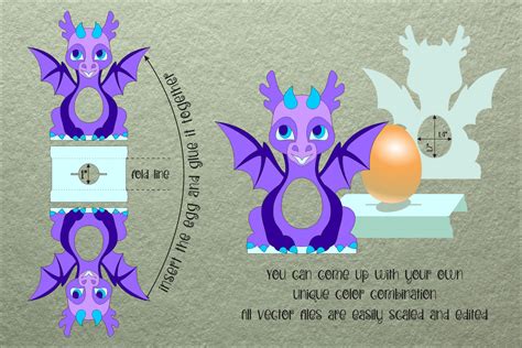 Beautiful Dragon Easter Egg Holder Paper Craft Template By Olga