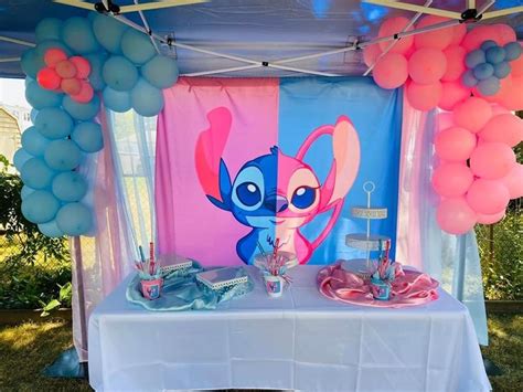 Stitch And Angel Gender Reveal Decorations