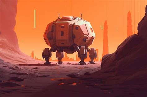 Premium Ai Image A Digital Painting Of A Giant Robot On A Planet