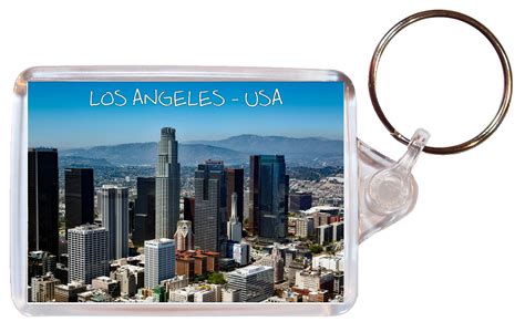 Los Angeles California Usa Double Sided Large Keyring Key Fob