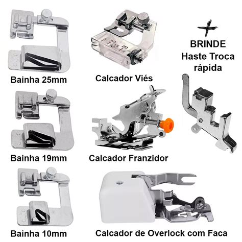 Kit Calcador Overlock 3 Calcador De Bainha 10mm 19mm 25mm Calcador