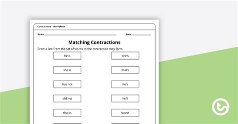 Contraction Worksheets Teach Starter