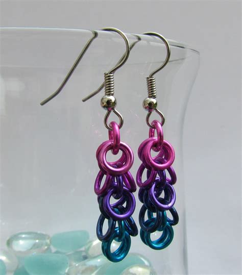 Chain Maille Earrings Shaggy Loops Earrings Multicolor Etsy