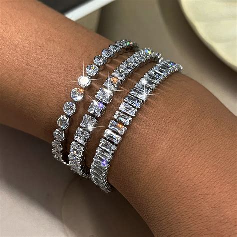 Sparkling Cubic Zircon Tennis Bracelets For Women Luxury Dainty