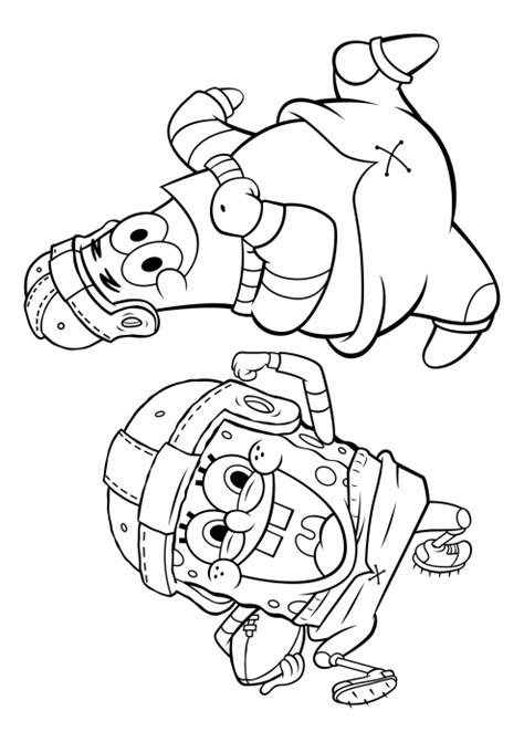 Spongebob And Patrick Coloring Pages Playing Soccer