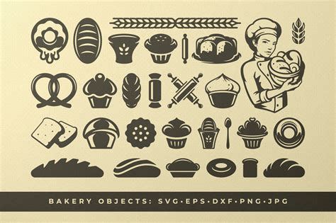 Bakery And Pastry Food Silhouettes And Icons Bundle Vector Illustratio