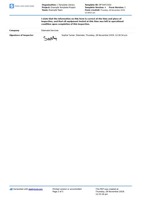 Fire Inspection Report Template And Example