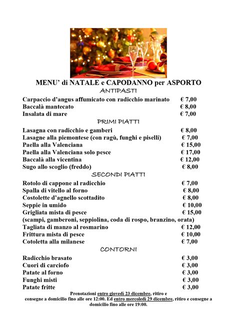 Men Di Natale E Capodanno Per Asporto Ristorante Pizzeria Papillon