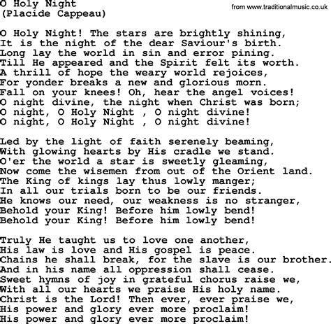 Oh Holy Night Lyrics Printable