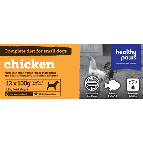 Healthy Paws Complete Diet For Small Dogs Chicken 12 X 100g Biopaw