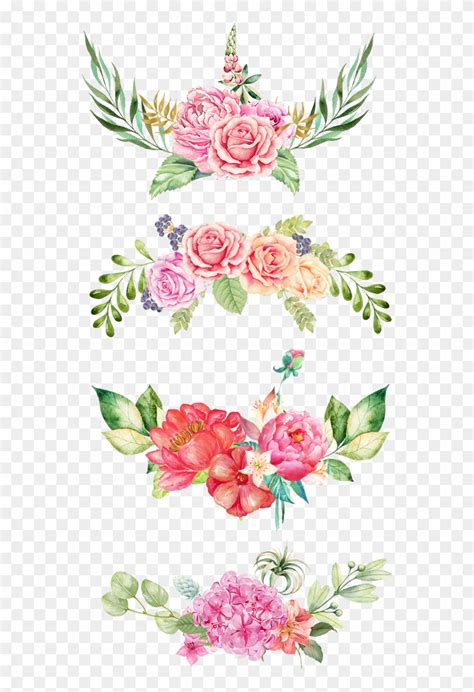 Watercolor Flowers Border The Bottom Pink Flowers Watercolor Pink