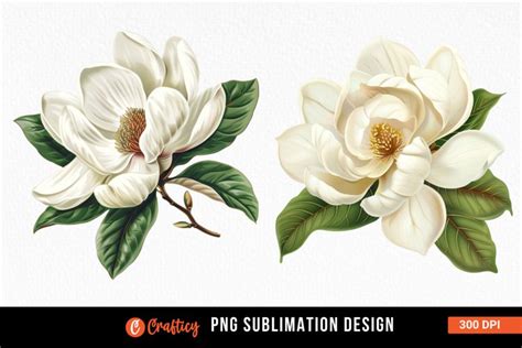 Watercolor Magnolia Flower Clipart