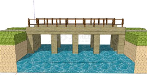 石头泥土草坪桥梁su模型桥梁土木在线